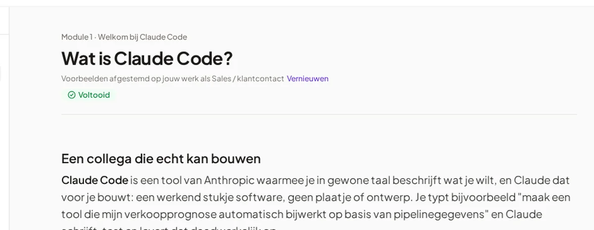 Les over wat Claude Code is in de focusmodus van Kwikr Courses